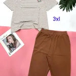 Đồ bộ quần lửng áo tay ngắn sọc in chữ trái tim