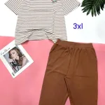 Đồ bộ quần lửng  áo tay ngắn sọc in trái tim