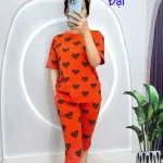Đồ bộ quần lửng áo thun in hình nhiều trái tim