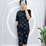 Đồ bộ quần lửng áo thun in hình nhiều trái tim