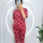 Đồ bộ quần lửng áo thun in hình nhiều trái tim