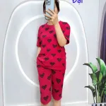 Đồ bộ quần lửng áo thun in hình nhiều trái tim
