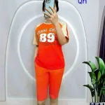 Đồ bộ quần lửng áo thun in số áo loang