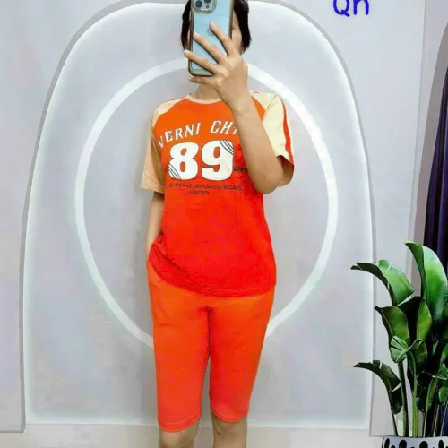 Đồ bộ quần lửng áo thun in số áo loang