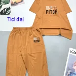 Đồ bộ quần lửng áo thun tay ngắn in chữ one pitch