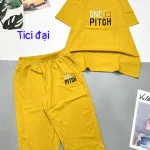 Đồ bộ quần lửng áo thun tay ngắn in chữ one pitch