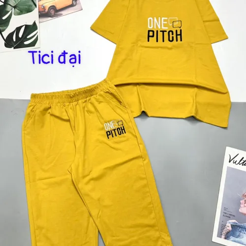 Đồ bộ quần lửng áo thun tay ngắn in chữ one pitch