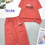 Đồ bộ quần lửng áo thun tay ngắn in chữ one pitch