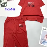 Đồ bộ quần lửng áo thun tay ngắn in chữ one pitch