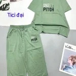Đồ bộ quần lửng áo thun tay ngắn in chữ one pitch