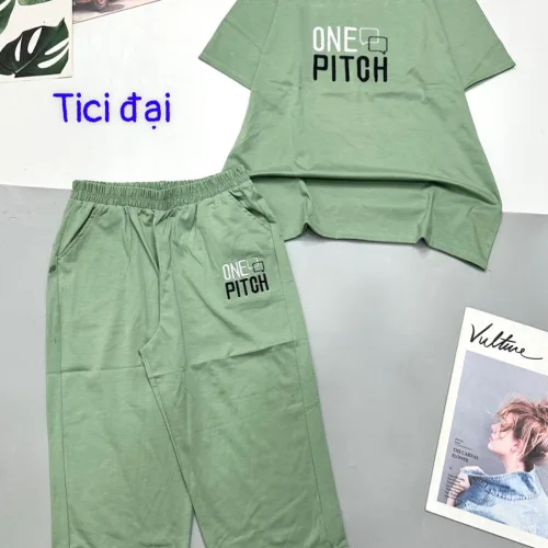 Đồ bộ quần lửng áo thun tay ngắn in chữ one pitch