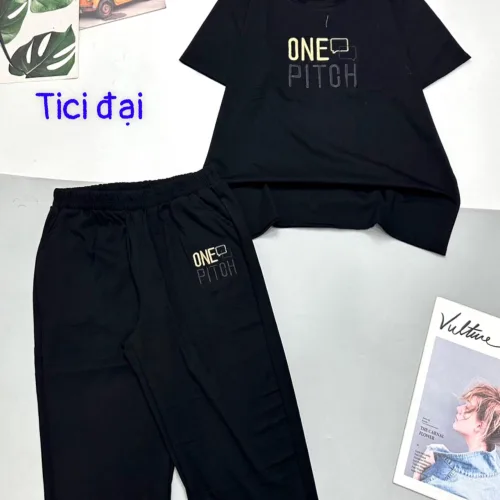 Đồ bộ quần lửng áo thun tay ngắn in chữ one pitch