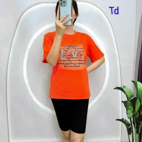 Đồ bộ quần lửng đen áo tay ngắn chữ Love