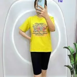 Đồ bộ quần lửng đen áo tay ngắn chữ Love