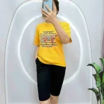 Đồ bộ quần lửng đen áo tay ngắn chữ Love