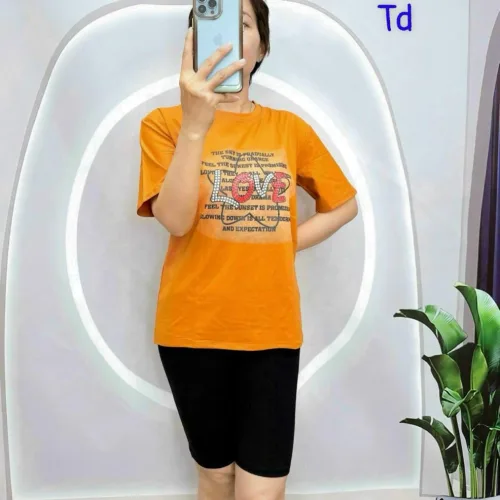 Đồ bộ quần lửng đen áo tay ngắn chữ Love