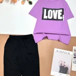 Đồ bộ quần lửng đen áo tay ngắn chữ Love to