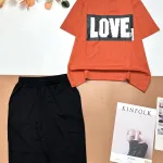 Đồ bộ quần lửng đen áo tay ngắn chữ Love to