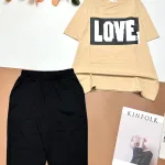 Đồ bộ quần lửng đen áo tay ngắn chữ Love to
