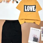 Đồ bộ quần lửng đen áo tay ngắn chữ Love to