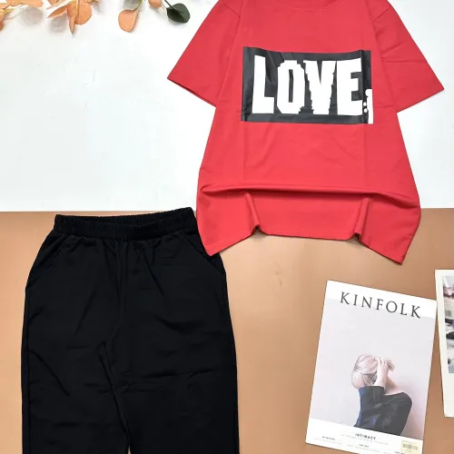Đồ bộ quần lửng đen áo tay ngắn chữ Love to