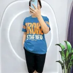 Đồ bộ quần lửng đen áo tay ngắn in chữ lớn