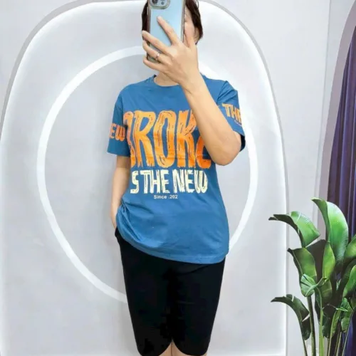 Đồ bộ quần lửng đen áo tay ngắn in chữ lớn