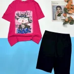 Đồ bộ quần lửng đen áo tay ngắn in hình chú chó