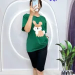 Đồ bộ quần lửng đen áo tay ngắn in hình chú thỏ