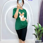 Đồ bộ quần lửng đen áo tay ngắn in hình con sóc