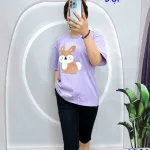 Đồ bộ quần lửng đen áo tay ngắn in hình con sóc