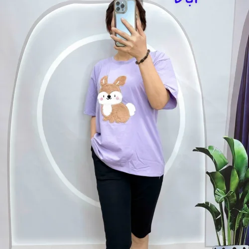 Đồ bộ quần lửng đen áo tay ngắn in hình con sóc