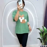 Đồ bộ quần lửng đen áo tay ngắn in hình con sóc