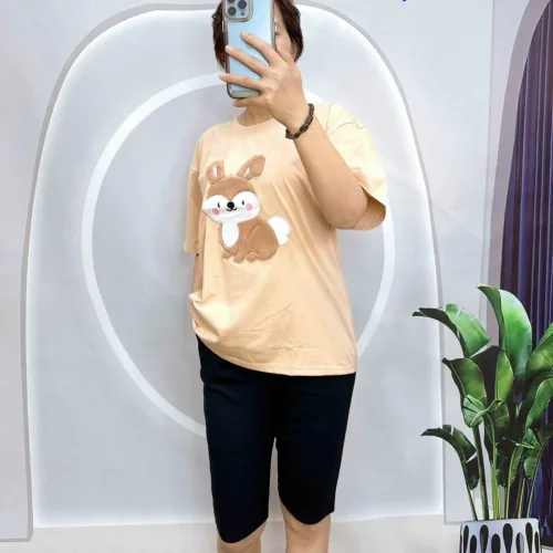 Đồ bộ quần lửng đen áo tay ngắn in hình con sóc