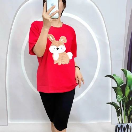 Đồ bộ quần lửng đen áo tay ngắn in hình con sóc