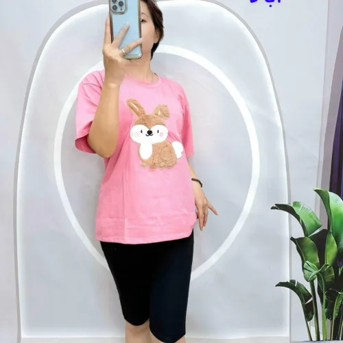 Đồ bộ quần lửng đen áo tay ngắn in hình con sóc