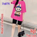 Đồ bộ quần lửng đen áo tay ngắn in hình gấu