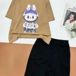 Đồ bộ quần lửng đen áo tay ngắn in hình gấu