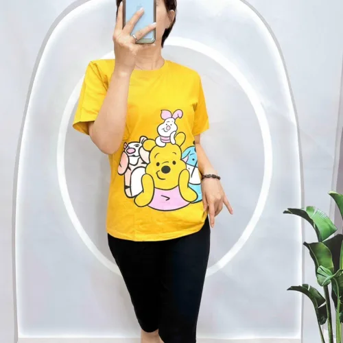 Đồ bộ quần lửng đen áo tay ngắn in hình nhiều gấu