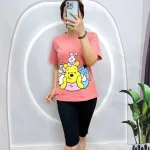 Đồ bộ quần lửng đen áo tay ngắn in hình nhiều gấu