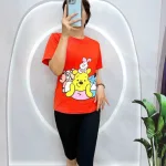 Đồ bộ quần lửng đen áo tay ngắn in hình nhiều gấu