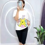 Đồ bộ quần lửng đen áo tay ngắn in hình nhiều gấu