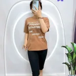 Đồ bộ quần lửng đen áo tay ngắn in nhiều chữ