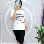 Đồ bộ quần lửng đen áo tay ngắn in nhiều chữ