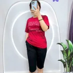Đồ bộ quần lửng đen áo tay ngắn in nhiều chữ