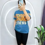 Đồ bộ quần lửng đen áo tay ngắn in nhiều chữ lớn