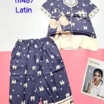 Đồ bộ quần lửng latin áo tay ngắn cổ bẻ in nhiều hình