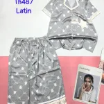 Đồ bộ quần lửng latin áo tay ngắn cổ bẻ in nhiều hình