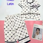 Đồ bộ quần lửng latin áo tay ngắn cổ bẻ in nhiều hình