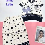 Đồ bộ quần lửng latin áo tay ngắn cổ bẻ in nhiều hình